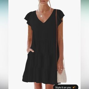 NWOT Amazon nclook Women's Summer Casual Black Mini Dress, Size Medium